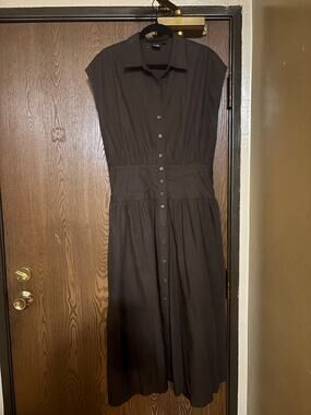 Gap Chocolate Brown Cotton Cottagecore Fall Preppy Classy Maxi Dress